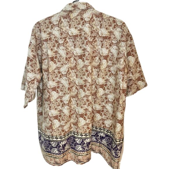 Vtg Retro St. John's Bay Button Up Linen & Cotton Hawaiian Shirt size lg - Picture 2 of 7